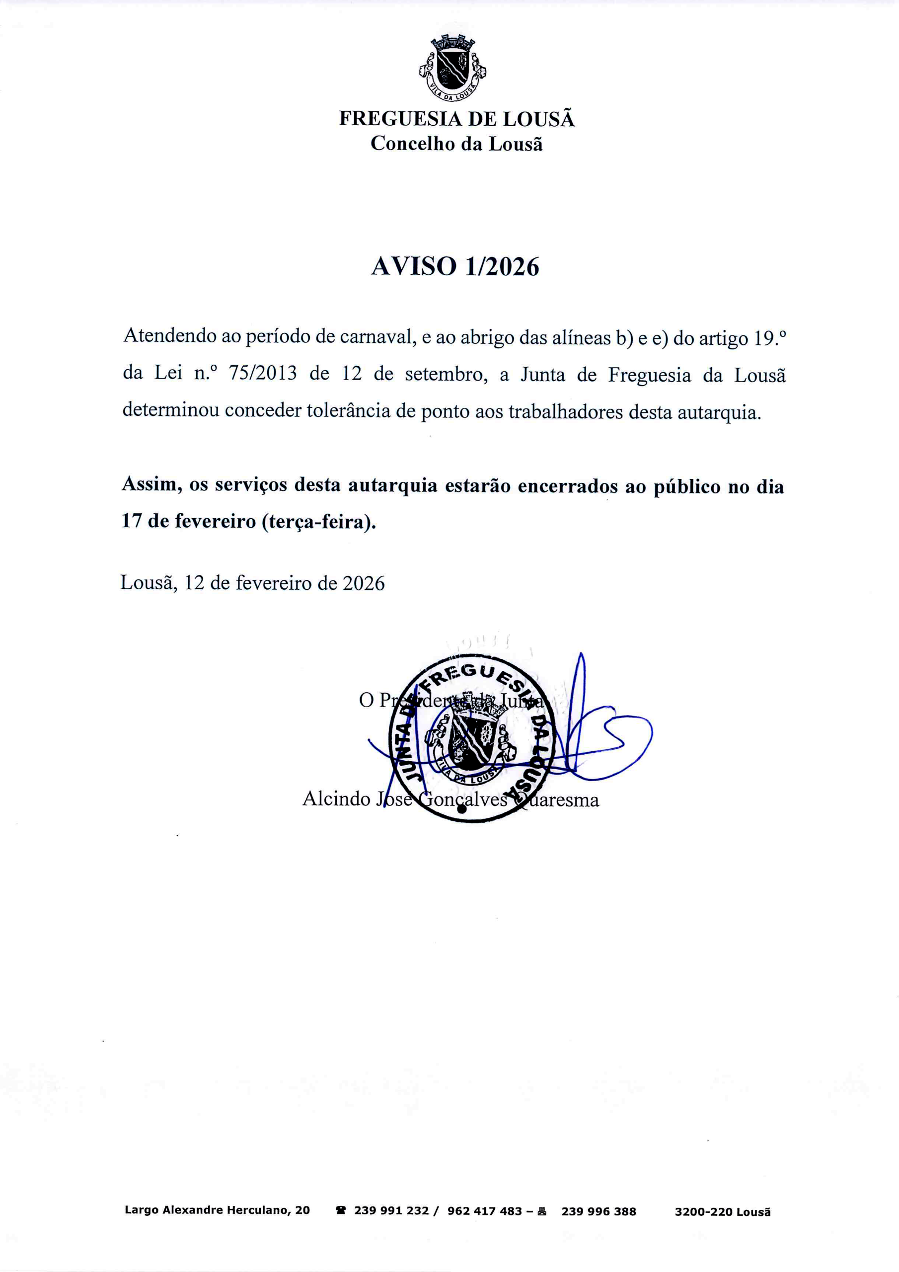 aviso-1-scaled Aviso Nº1/2026 - Tolerância da Ponto - Carnaval