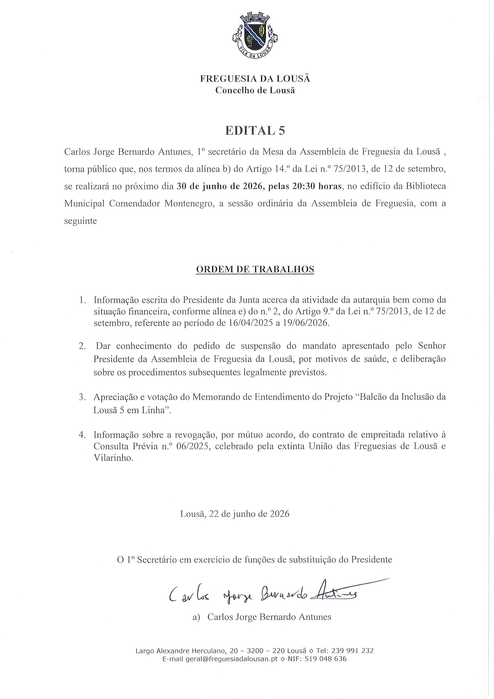 Edital-5 Edital 5 - Sessão Ordinária da Assembleia de Freguesia 30-06-2026